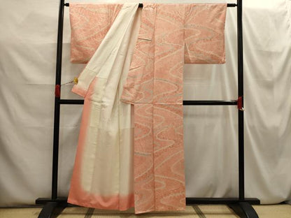 平和屋着物■上質な小紋 絞り 流水花文 金彩 正絹 逸品 AABI3832sx