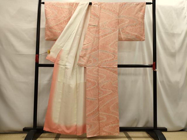平和屋着物■上質な小紋 絞り 流水花文 金彩 正絹 逸品 AABI3832sx