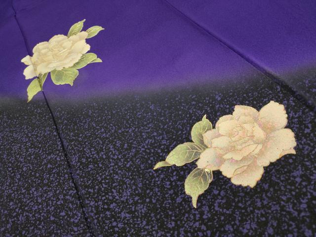 平和屋着物●極上　訪問着　草花文　暈し染め　紫黒色地　逸品　CZAA4665s6 楽天市場】平和屋着物□極上 絞り染色作家 藤井浩 訪問着 ロング丈 枝