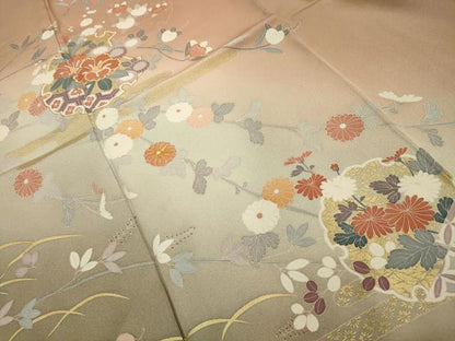 平和屋着物■訪問着 駒刺繍 雪輪花文 暈し染め 金彩 三越扱い 正絹 逸品 AABI3841sx
