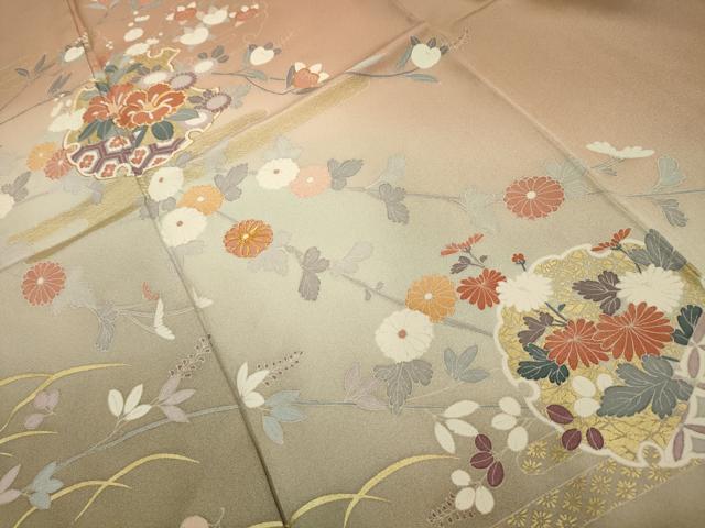 平和屋着物■訪問着 駒刺繍 雪輪花文 暈し染め 金彩 三越扱い 正絹 逸品 AABI3841sx