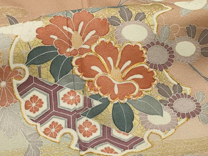 平和屋着物■訪問着 駒刺繍 雪輪花文 暈し染め 金彩 三越扱い 正絹 逸品 AABI3841sx