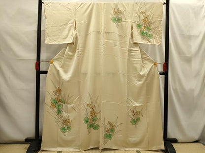 平和屋着物■訪問着 手描き 草花文 正絹 逸品 AABI3844sx