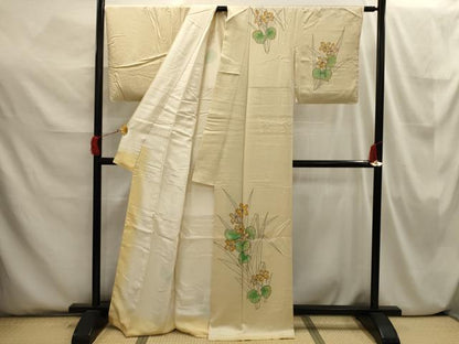 平和屋着物■訪問着 手描き 草花文 正絹 逸品 AABI3844sx