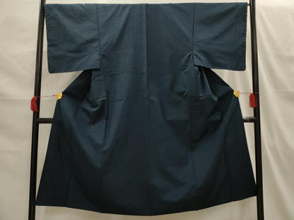 平和屋着物■男性　紬　濃藍色　正絹　逸品　AABI3846sx