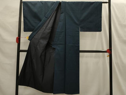 平和屋着物■男性　紬　濃藍色　正絹　逸品　AABI3846sx