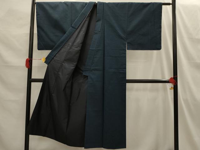 平和屋着物■男性　紬　濃藍色　正絹　逸品　AABI3846sx