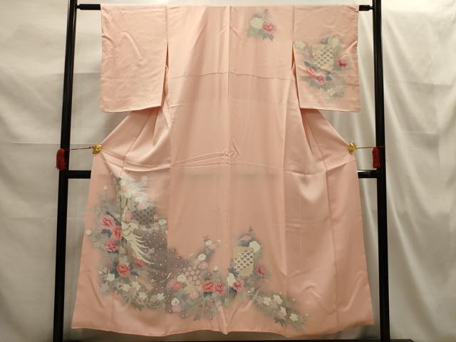 平和屋着物■訪問着　孔雀花文　正絹　逸品　AABI3848sx