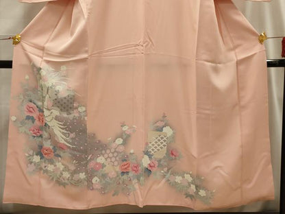 平和屋着物■訪問着　孔雀花文　正絹　逸品　AABI3848sx