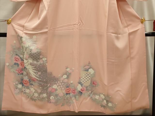 平和屋着物■訪問着　孔雀花文　正絹　逸品　AABI3848sx