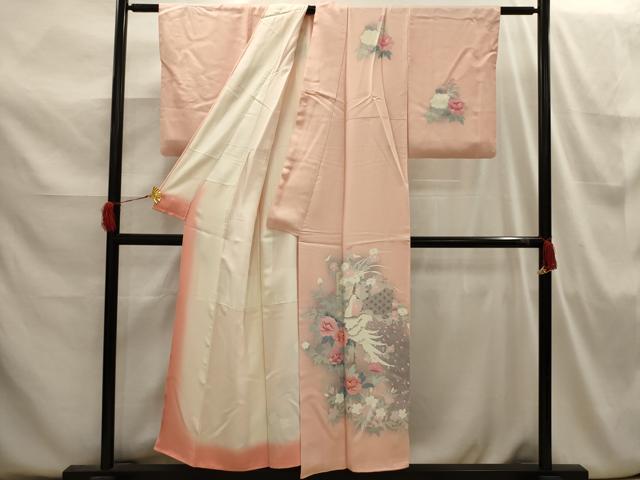平和屋着物■訪問着　孔雀花文　正絹　逸品　AABI3848sx