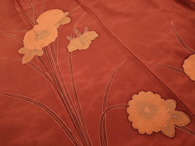 平和屋着物■訪問着　刺繍　草花文　正絹　逸品　AABI3854sx