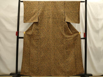 平和屋着物■上質な小紋 亀甲花文 鬼しぼ縮緬 正絹 逸品 AABI3855sx