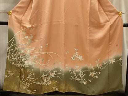 平和屋着物■訪問着 作家物 刺繍 枝花文 暈し染め 金彩 正絹 逸品 AABI3857sx