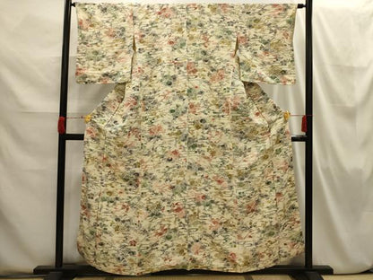 平和屋着物■上質な小紋　型染め　流水花文　正絹　逸品　AABI3858sx