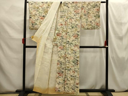 平和屋着物■上質な小紋　型染め　流水花文　正絹　逸品　AABI3858sx