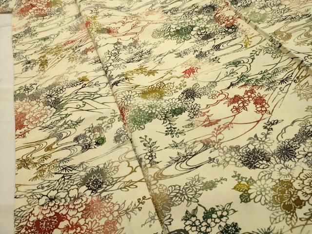 平和屋着物□上質な小紋 型染め 流水花文 正絹 逸品 AABI3858sx