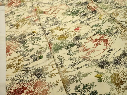 平和屋着物■上質な小紋　型染め　流水花文　正絹　逸品　AABI3858sx