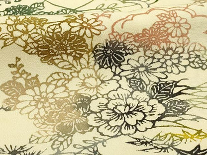 平和屋着物■上質な小紋　型染め　流水花文　正絹　逸品　AABI3858sx