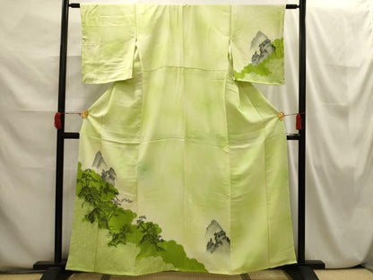 平和屋着物■訪問着 絞り 風景文 暈し染め 正絹 逸品 AABI3859sx
