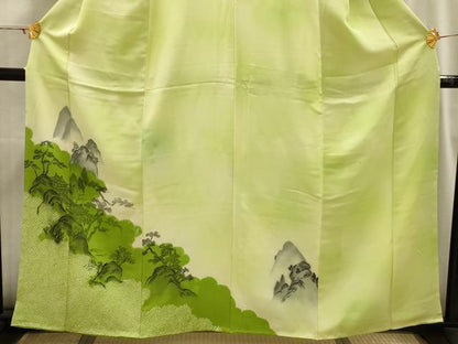 平和屋着物■訪問着 絞り 風景文 暈し染め 正絹 逸品 AABI3859sx