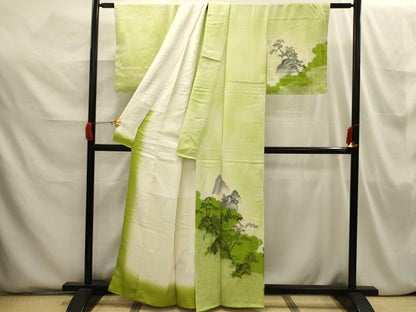 平和屋着物■訪問着 絞り 風景文 暈し染め 正絹 逸品 AABI3859sx
