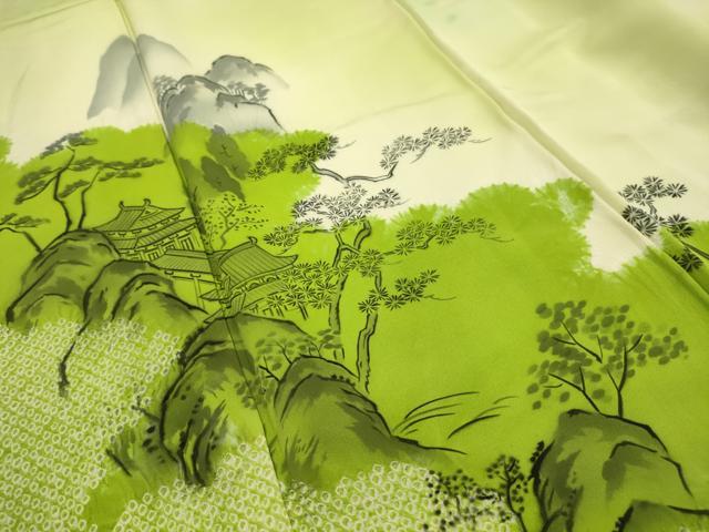 平和屋着物■訪問着 絞り 風景文 暈し染め 正絹 逸品 AABI3859sx