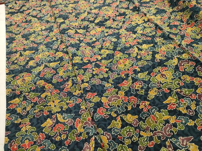 平和屋着物■上質な小紋 型染め 更紗花文 正絹 逸品 AABI3864sx