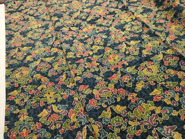 平和屋着物■上質な小紋 型染め 更紗花文 正絹 逸品 AABI3864sx