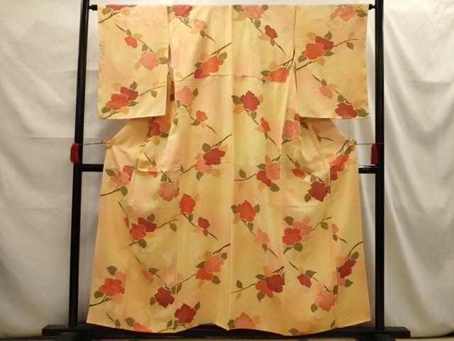 平和屋着物●上質な小紋　地紋起こし　枝花文　暈し染め　正絹　逸品　AABG8008cs 平和屋着物□上質な小紋 地紋起こし 枝花文 正絹 逸品 BAAW9577hj