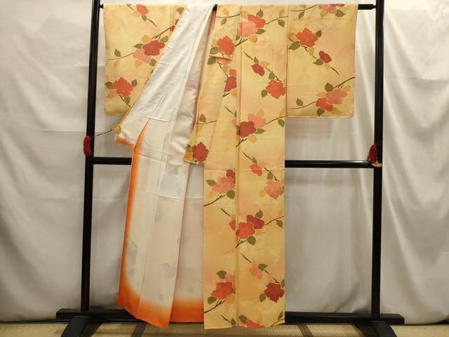 平和屋着物▽上質な小紋　単衣　地紋起こし　舞花文　正絹　逸品　BAAS8060yc 平和屋着物□上質な小紋 舞花文 蛍暈し 正絹 逸品 DABD6054du : 平和屋