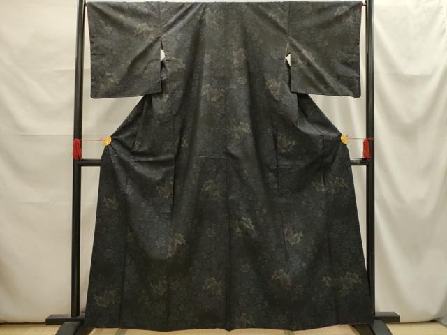 平和屋着物■本場大島紬 草花文 正絹 逸品 AABI3877sx