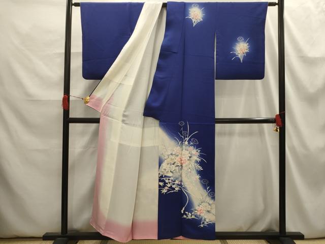 平和屋着物□訪問着 流水扇面花文 暈し染め 正絹 逸品 AABI3881sx