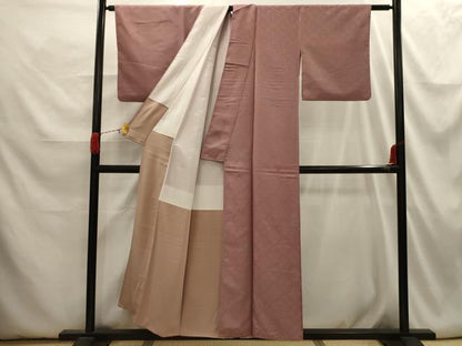平和屋着物■上質な色無地　松皮菱花地紋　鴇浅葱色　正絹　逸品　AABI3884sx
