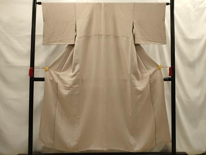 平和屋着物■上質な色無地 枝葉地紋 白茶色 正絹 逸品 AABI3887sx