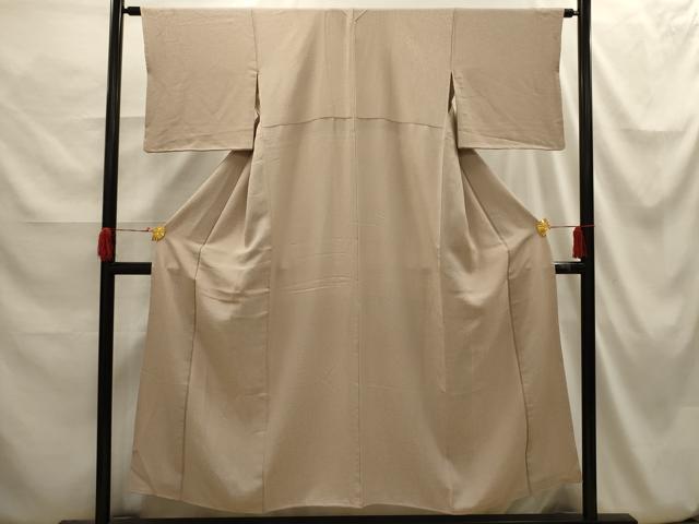 平和屋着物■上質な色無地 枝葉地紋 白茶色 正絹 逸品 AABI3887sx