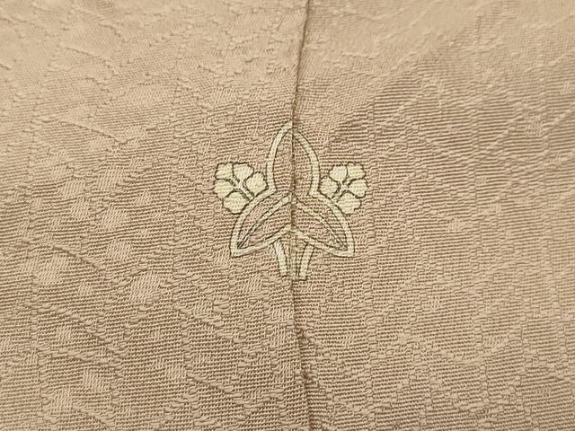 平和屋着物■上質な色無地 枝葉地紋 白茶色 正絹 逸品 AABI3887sx
