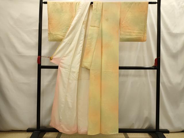 平和屋着物■上質な小紋 枝花地紋 暈し染め 正絹 逸品 AABI3889sx