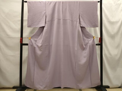 平和屋着物■上質な色無地　紋意匠　牡丹鼠色　正絹　逸品　AABI3893sx