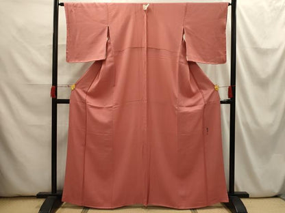 平和屋着物■上質な色無地　作家物　紋意匠　曙色　正絹　逸品　AABI3894sx