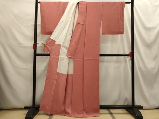 平和屋着物■上質な色無地　作家物　紋意匠　曙色　正絹　逸品　AABI3894sx