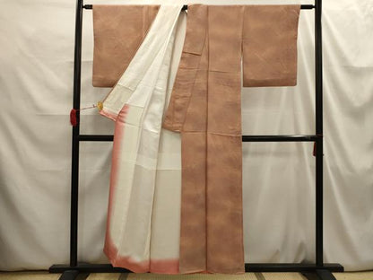平和屋着物■上質な小紋　霞文　暈し染め　鬼しぼ縮緬　正絹　逸品　AABI3895sx