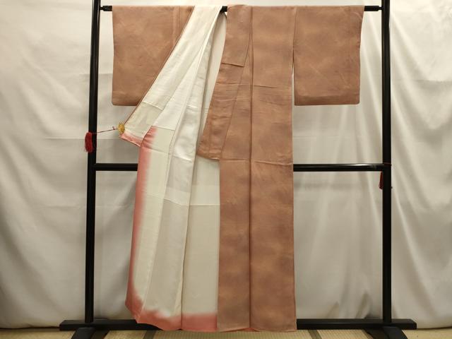 平和屋着物■上質な小紋　霞文　暈し染め　鬼しぼ縮緬　正絹　逸品　AABI3895sx