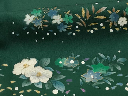 平和屋着物■訪問着　刺繍　草花文　金糸　金彩　胴抜き仕立て　正絹　逸品　AABI3899sx