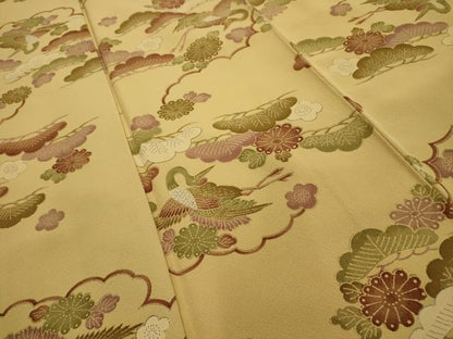 平和屋着物■上質な小紋　飛鶴梅松文　正絹　逸品　AABI3901sx