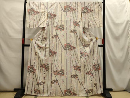 平和屋着物■上質な小紋　雲取り花文　金銀彩　正絹　逸品　AABI3902sx