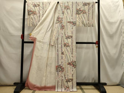 平和屋着物■上質な小紋　雲取り花文　金銀彩　正絹　逸品　AABI3902sx