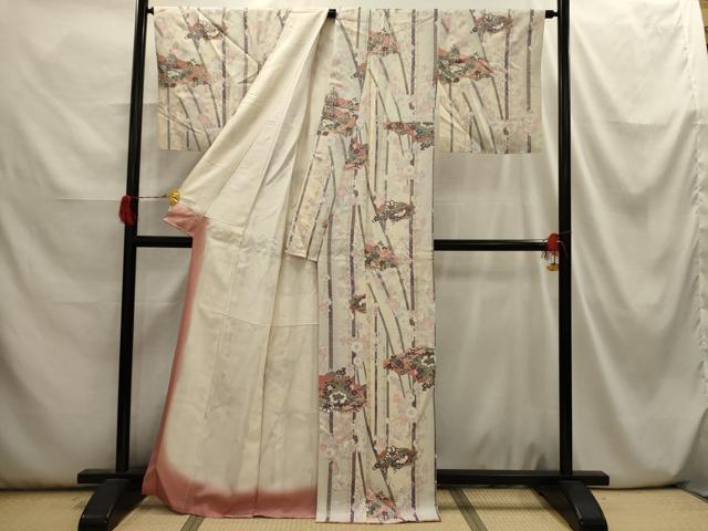 平和屋着物■上質な小紋　雲取り花文　金銀彩　正絹　逸品　AABI3902sx