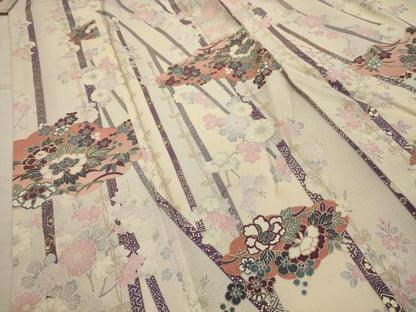 平和屋着物■上質な小紋　雲取り花文　金銀彩　正絹　逸品　AABI3902sx