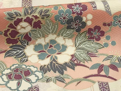 平和屋着物■上質な小紋　雲取り花文　金銀彩　正絹　逸品　AABI3902sx